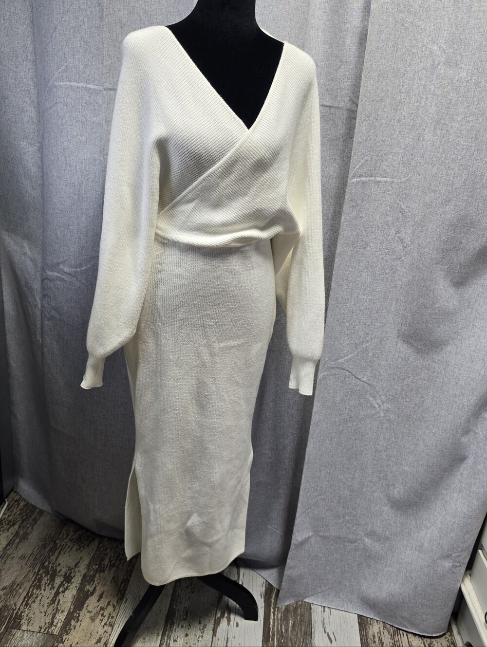 Petal And Pup White Knit Midi Dress Bodycon Boho Size 8